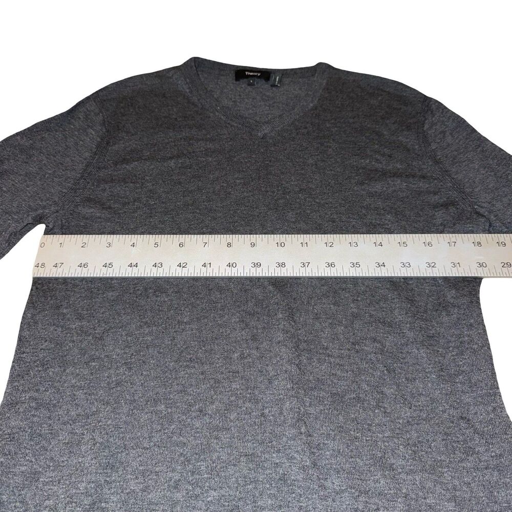 Theory Men's Classic Fit V-Neck Sweater Soft Blend Long‎ Sleeve Large Gray - Picture 6 of 12